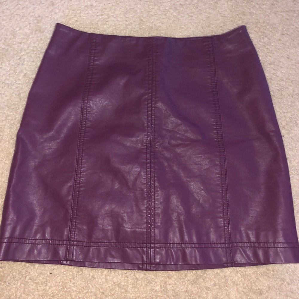 Free People Purple Leather Skirt